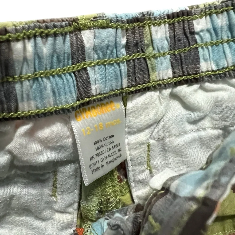 Gymboree 12-18M Madras Plaid Dinosaur Shorts